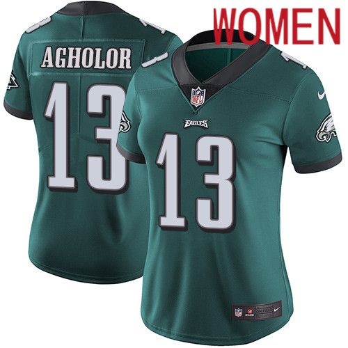 Women Philadelphia Eagles 13 Nelson Agholor Nike Midnight Green Vapor Limited NFL Jersey
